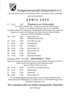 Programm für April 2025