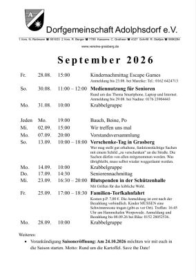Programm für den September 2026