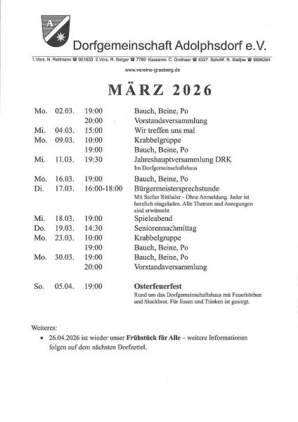 Programm für den März 2026