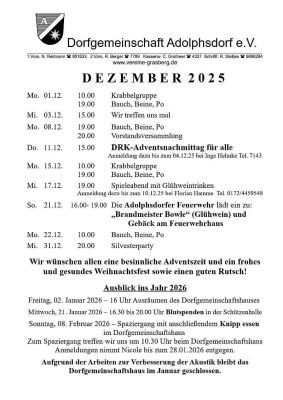 Programm für Dezember 2025